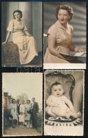 cca 1951 Kézzel színezett fényképek, 4 db vintage fotó, kettő feliratozva, 14x9 cm