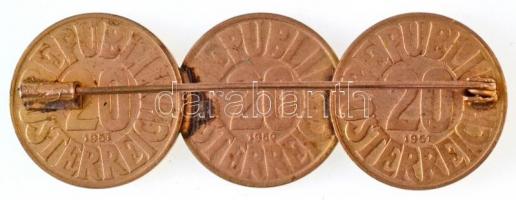 Ausztria 1950-1951. 20gr Al-Br (3x, összeforrasztva kitűzővé) T:2
Austria 1950-1951. 20 Groschen Al...
