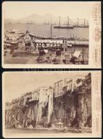 cca 1880 Olaszország, Nápoly és Sorrento, 2 db feliratozott vintage fotó, 11,3x16,3 cm / Naples, Sorrento, Italy, 2 photos