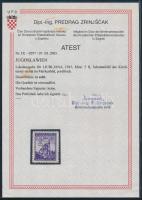 Jugoszlávia 1945 Ljubljana helyi kiadás Mi. 5, a torony árnyképe a bélyeg jobb oldalán. Certificate:...