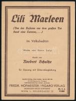 1940 Norbert Schultze: Lili Marleen kotta. Wien, F. Hofmeister-Figaro, német nyelven, 2. sztl. lev.