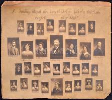 1917 Budapest, a Jurányi utcai Női Kereskedelmi Iskola tanárai és végzős tanulói, kistabló nevesített portrékkal, 26,5x33 cm, karton (sérülésekkel) 28,3x33,4 cm