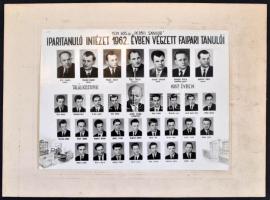 1962 MüM. 605. sz. Ipari Tanulóintézet tanárai és faipari végzős osztálya, kistabló nevesített portr...