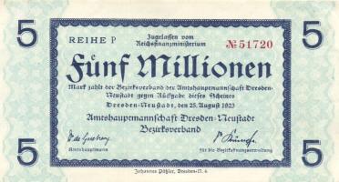 Német Birodalom/Weimari Köztársaság/Dresden-Neustadt/Amtshauptmannschaft.. 1923. 5000.000M "No" T:II