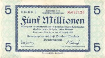 Német Birodalom/Weimari Köztársaság/Dresden-Neustadt/Amtshauptmannschaft.. 1923. 5000.000M (3x) "Nr" T:II