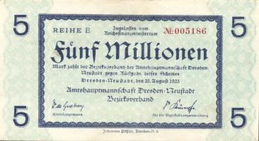 Német Birodalom/Weimari Köztársaság/Dresden-Neustadt/Amtshauptmannschaft.. 1923. 5000.000M (3x) &quo...