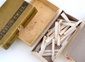 cca 1940-50 2 db Szivarkahüvely karton doboz (Béke és Senator extra), Béke kevés tartalommal, Senato...