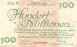 Német Birodalom/Weimari Köztársaság/Dresden-Neustadt/Amtshauptmannschaft.. 1923. 100.000.000M "Nr" T:II