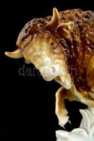 Lekopott jelzéssel: bölény, kézzel festett, javíott, m: 18 cm, h: 29 cm