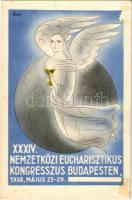 1938 Budapest XXXIV. Nemzetközi Eucharisztikus Kongresszus. Készüljünk a Magyar Kettős Szentévre! / 34th International Eucharistic Congress (ragasztónyom / glue marks)