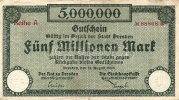 Német Birodalom/Weimari Köztársaság/Dresden 1923. 5000.000M T:II/III+