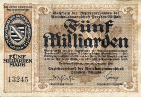 Német Birodalom/Weimari Köztársaság/Dresden-Altstadt 1923. 5000.000.000M T:II/III