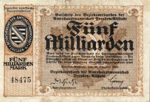 Német Birodalom/Weimari Köztársaság/Dresden-Altstadt 1923. 5000.000.000M T:III-