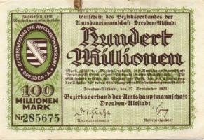 Német Birodalom/Weimari Köztársaság/Dresden-Altstadt 1923. 100.000.000M T:II