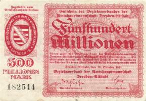 Német Birodalom/Weimari Köztársaság/Dresden-Altstadt 1923. 500.000.000M T:II/III