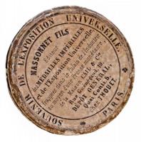 Franciaország 1855. "Iparpalota / III. Napóleon" Sn emlékérem eredeti, de sérült tokban T:...