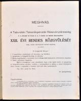 A Tabvidéki Takarékpénztár Rt. jelentése és XXII. évi zárszámadása az 1910. évről; Perl L. Pál nyomd...