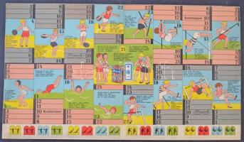 cca 1930-40 össz. 2 db Franck kávépótlék társasjáték papír tábla: 1 db színes illusztrált Kis olimpi...