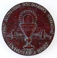 Madarassy Walter (1909-1994) 1938. "XXXIV. Nemzetközi Eucharisztikus Kongresszus Budapest / NONVM CENTENARIVM S STEPHANI REGIS HVNGARIAE" jelzett Br emlékérem. (56mm) T:2- korrózió