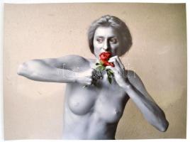cca 1989 Menesdorfer Lajos (1941-2005) budapesti fotóművész hagyatékából, feliratozott, vintage fotóművészeti alkotás (A virág sikolya), 30x40 cm
