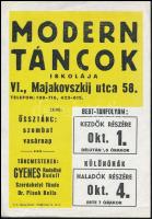 cca 1973 Modern Táncok iskolája (VI., Majakovszkij u. 58.) 2 db kisplakátja, táncmesterek: Gyenes Ru...