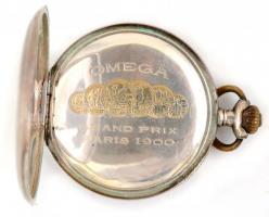 Duplafedeles ezüst Omega zsebóra, szép, működő állapotban / Silver pocket watch d: 50 mm