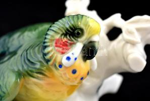 Ens hullámos papagáj, kézzel festett, jelzett, apró lepattanással, m: 15,5 cm