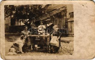 Im Felde! K.u.K. Kriegsmarine / WWI Austro-Hungarian Navy and military, mariner and soldier with women. photo (tiny pinholes)