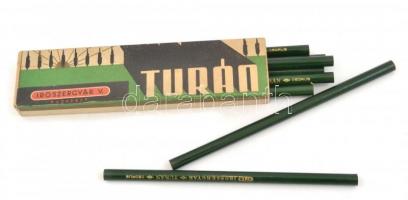 cca 1930-40 össz. 8 db használatlan, Turán cédrus ceruza illusztrált, sérült karton dobozban.