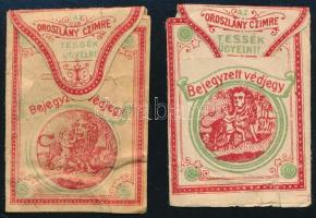 2 db régi illusztrált Adamatin gombostű papír tartó, egyik szakadással