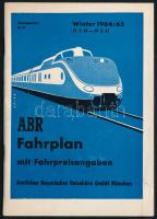 1964-1965 ABR Fahrplan mit Fahrpreisangaben. 1964/65 téli menetrend. München, ABR, német nyelven, 31+1 p.,14x10 cm