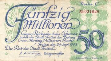 Német Birodalom/Weimari Köztársaság/Freital 1923. 50.000.000M "C" T:II/III
