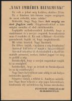 1956 "Nagy Imrében bizalmunk!" Egyetemi Forradalmi Diákbizottság röplapja, 20x15 cm