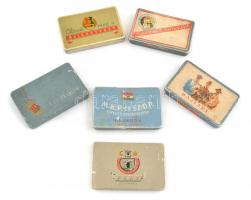 cca 1948-49 össz. 6 db fém szivarkás doboz különböző illusztrációkkal és feliratokkal: Világifjusági...
