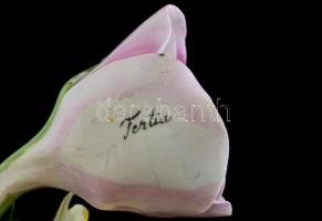 Herendi Tertia tavirózsa. Sérült, jelzett, kézzel festett. 13 cm