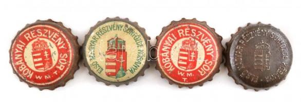 cca 1930-40 össz. 4 db Kőbányai sörös kupak, részben kopott