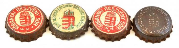 cca 1930-40 össz. 4 db Kőbányai sörös kupak, részben kopott