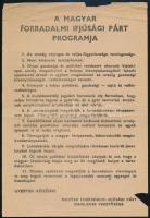 1956 Magyar Forradalmi Ifjúsági Párt programja, szórólap, szakadt, 24x16 cm