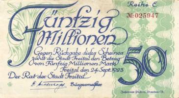 Német Birodalom/Weimari Köztársaság/Freital 1923. 50.000.000M "E" T:II