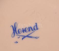 Herendi csipkebogyó mintás fonott kosárka, kézzel festett, jelzett, hibátlan d: 13 cm