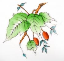 Herendi csipkebogyó mintás cukordoboz, cigaretta kínáló, kézzel festett, jelzett, hibátlan 13,5x9,5 ...