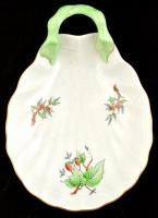 Herendi csipkebogyó mintás leveles kínáló, kézzel festett, jelzett, hibátlan 17x12,5 cm