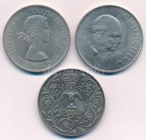 Nagy-Britannia 1960. 5Sh Cu-Ni "II. Erzsébet" + 1965. Crown Cu-Ni "Churchill" + ...