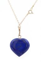 Ezüst(Ag) lapis lazuli, szív alakú nyaklánc, jelzett, dobozban 2,8x2,8 cm, h: 23,5 cm, bruttó: 13,77 g
