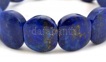 Gumírozott lapis-lazuli karkötő, szép csiszolt elemekből, dobozban