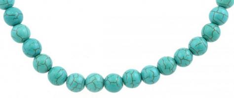 Türkiz kompozit nyaklánc, azonos méretű formákkal h: 44 cm