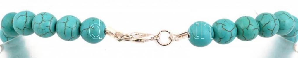 Türkiz kompozit nyaklánc, azonos méretű formákkal h: 44 cm