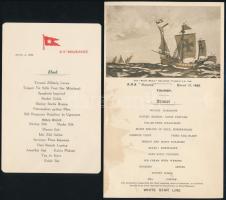 1928 Kossuth-zarándoklat amerikai útjának menükártyái az S.S. Olympic (1 db), és az S.S. Majestic (2...