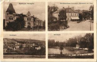 1927 Graz XI. Kroisbach, Sanatorium Mariagrün, Handlungshaus Kruzreiter, Hilmteich / sanatorium, publishers shop, villas, lake (EK)