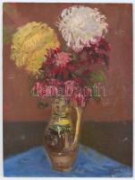 Vörös jelzéssel: Csendélet. Olaj, fa. 43x32 cm